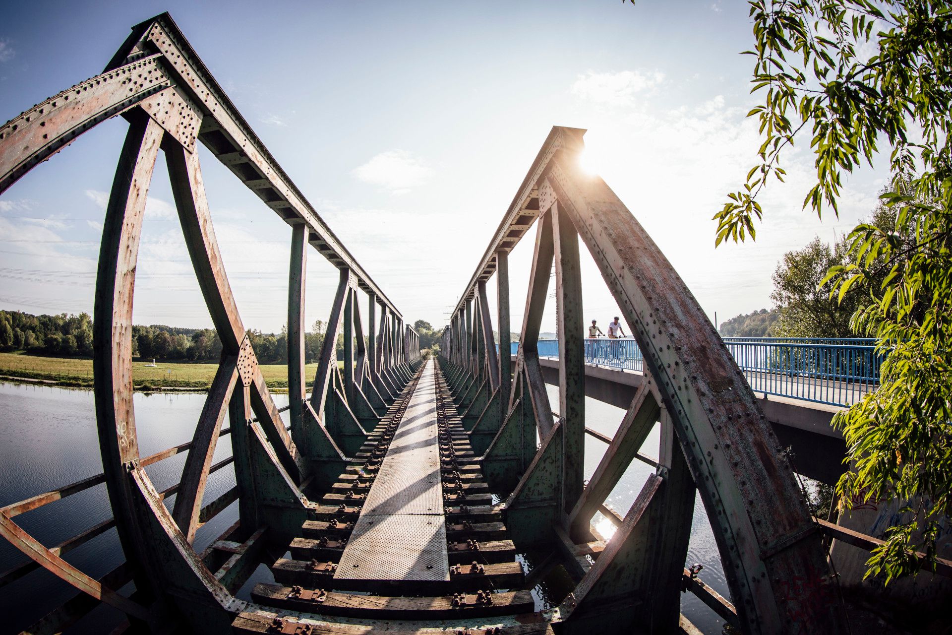 Brug bij het spoorwegmuseum Bochum Dahlhausen.