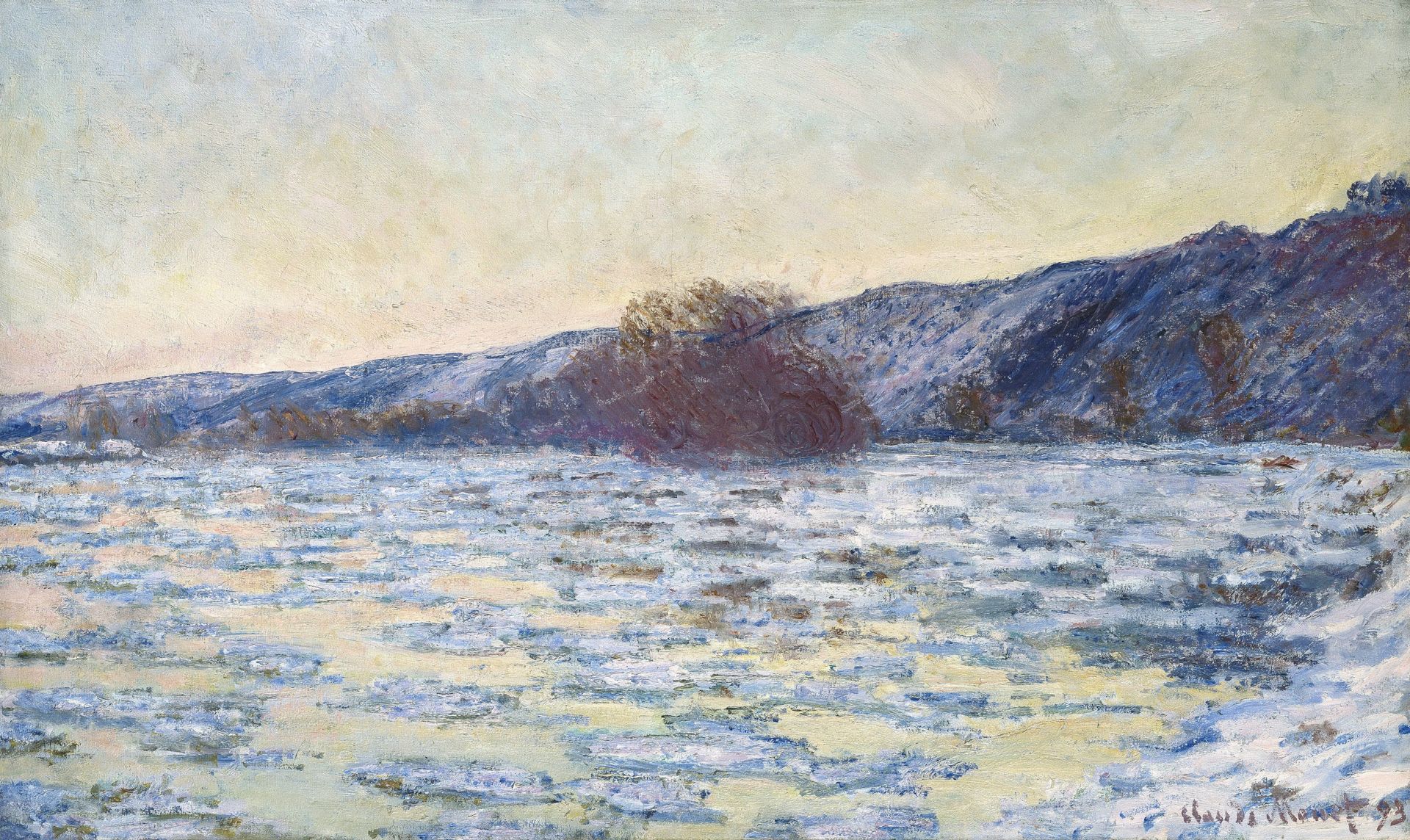 Claude Monet,
IJsschotsen in de schemering,
1893, olieverf op doek,
Museum Langmatt, Langmatt Sidney en Jenny Brown Stichting, Baden, Zwitserland