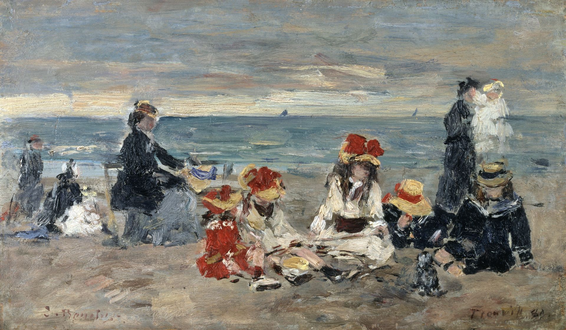 Eugène Boudin,
Trouville, Strandgezicht
1880, olieverf op hout,
Museum Langmatt, Stichting Langmatt Sidney en Jenny Brown, Baden, Zwitserland