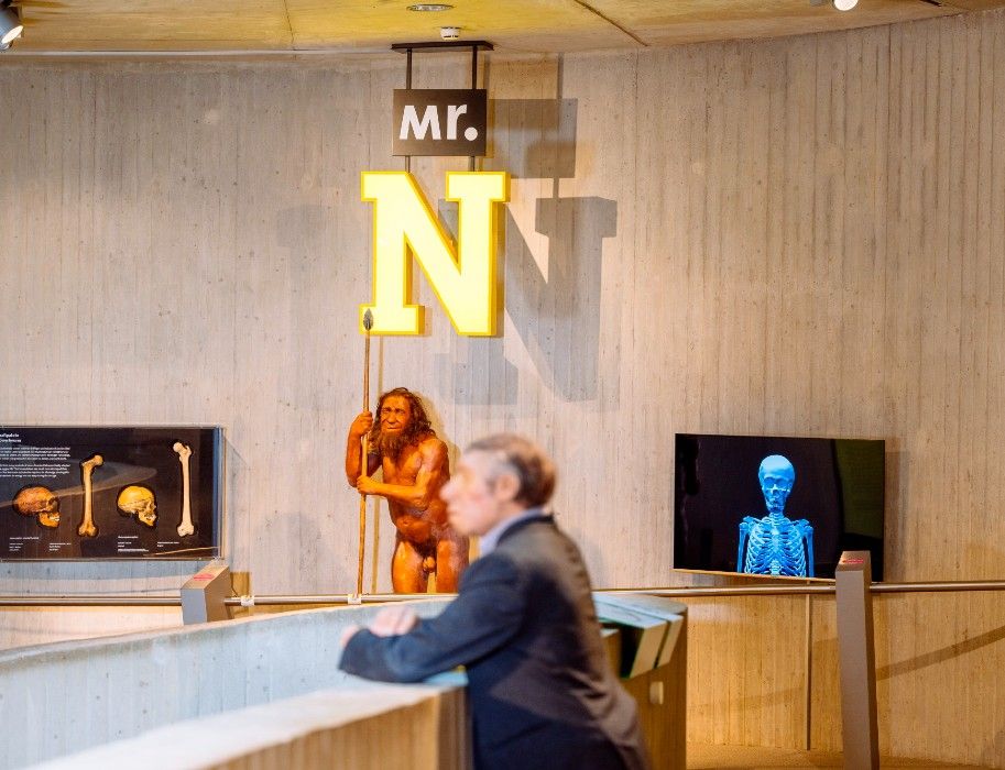 Mr N is de ster van het Neanderthal Museum als levensechte reconstructie van de Neanderthaler.